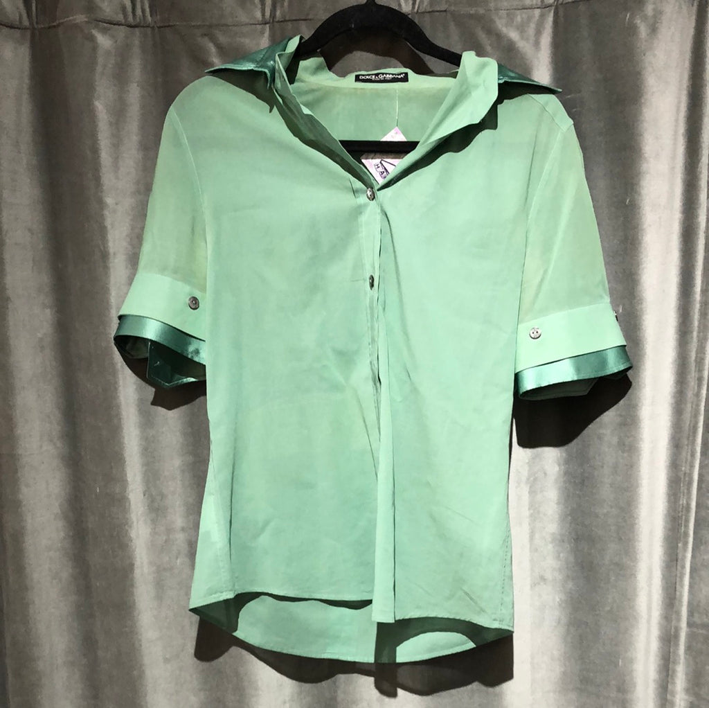Dolce & Gabbana Short Sleeve Removable Collar Button Down Blouse