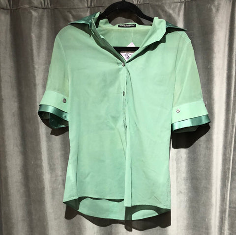 Dolce & Gabbana Short Sleeve Removable Collar Button Down Blouse
