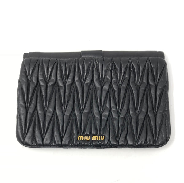Miu Miu Black Leather Gauffre Napa Clutch