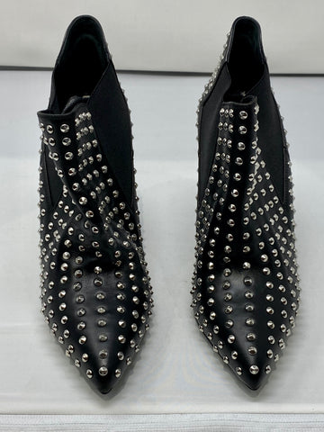 Saint Laurent Black leather Studded Pointed Ankle Booties