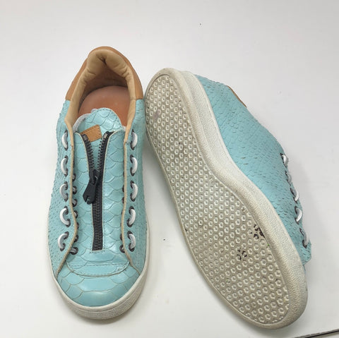 FADRICE TARDIEU Light Blue PYTHON Zip Top Sneaker