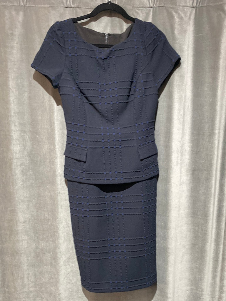 Badgley Mischka Short Sleeve Navy and Black Straight Dress