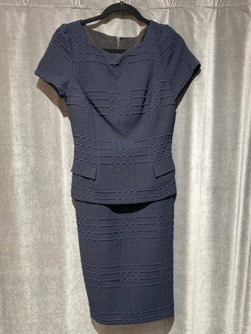 Badgley Mischka Short Sleeve Navy and Black Straight Dress