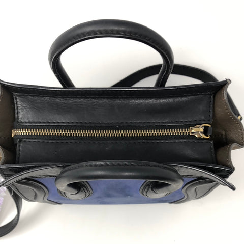 Celine Tri-Color Nano Suede and Black Leather Handbag