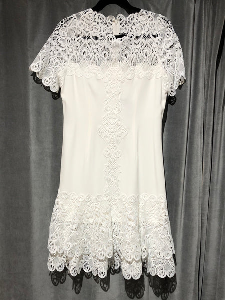 Jonathan Simkhai White Short Sleeve Embellished Dress