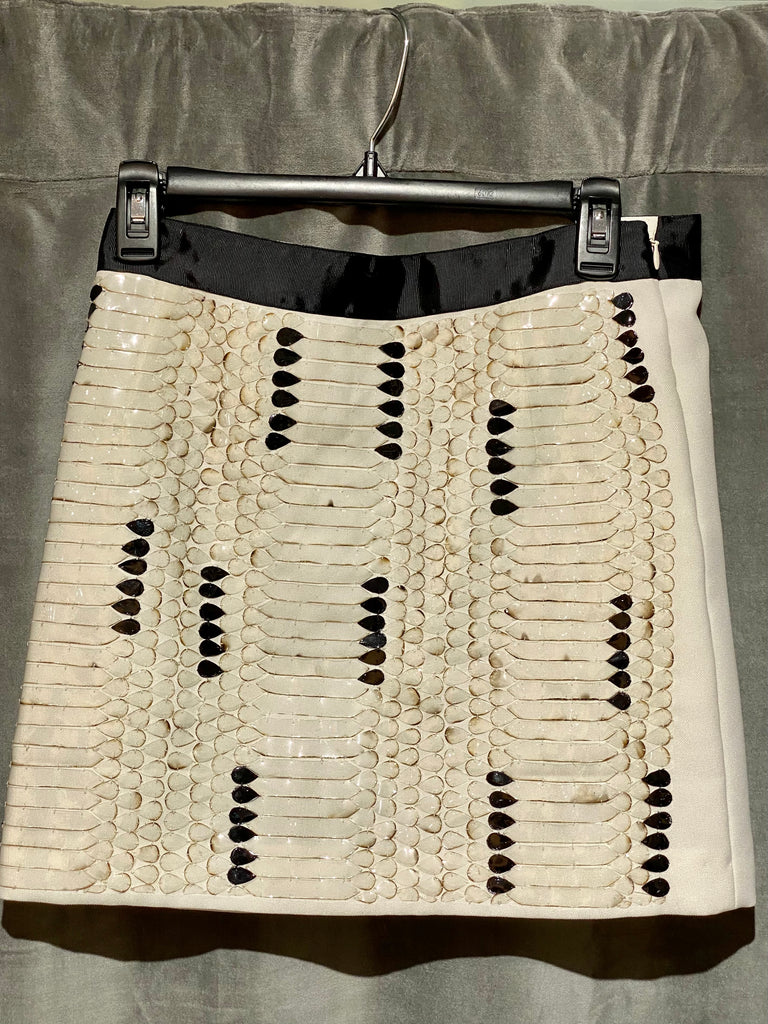 Claudie Pierlot black and white mini skirt with snakeskin design