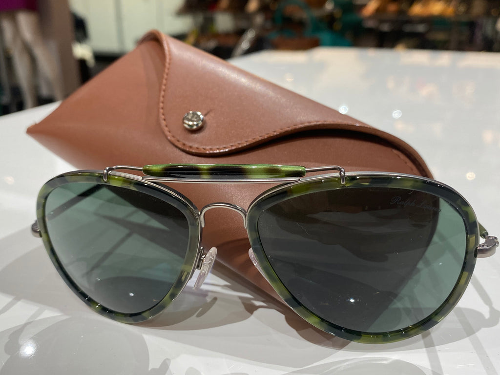 Ralph Lauren Green Tortoise Shell Aviator Sunglasses