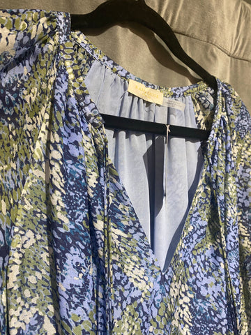 Ramy Brook Blue Print Long Sleeve Mini Dress