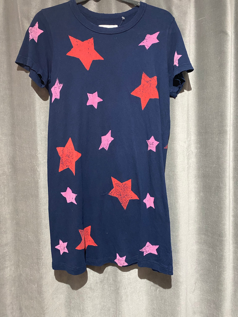 Current Elliot Navy Short Sleeve Star Cotton Mini Dress