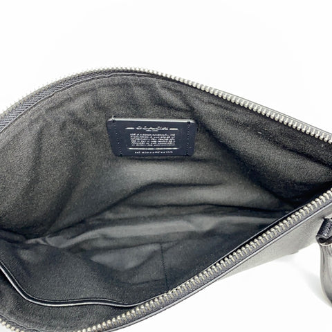 Coach Black Leather Top Zip Large Wristlet