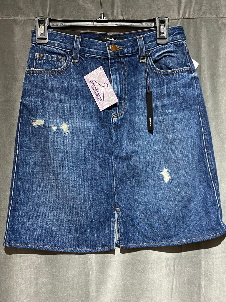 J Brand Blue Denim Short Skirt with Front Mini Slit