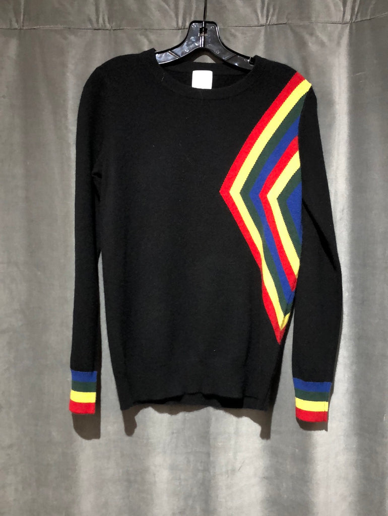 Madeleine Thompson black cashmere sweater with multicolored triangles