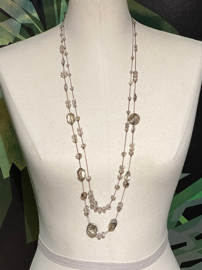 Crystal Bead Double Strand Necklace
