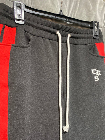 The Kooples Sport Black Midi Track Pant Sirt with Red Stripes