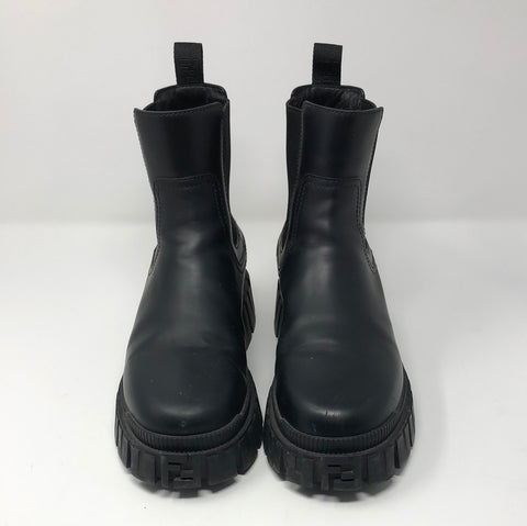 Fendi Black Slip On Lug Boot with Elastic Sides