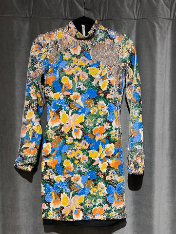 MISSONI Collection Long Sleeve Sequin Turtleneck Bodycon Mini Dress