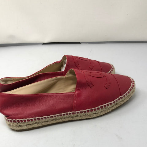 CHANEL Red leather espadrille