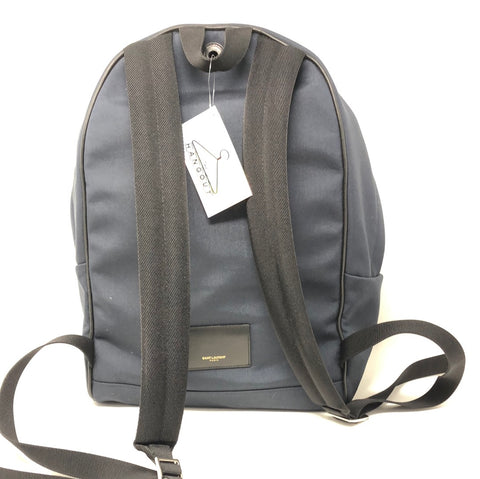 Saint Laurent Navy Fabric and Black Leather Trim Backpack