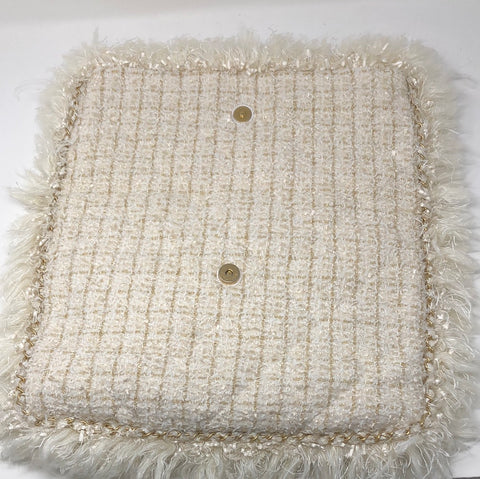Chanel Ivory Tweed Oversized Clutch Bag with gold Hardware