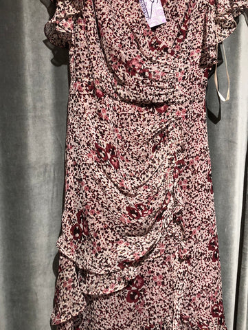 Shoshanna 'Elnora' Maroon Cap Sleeve High Low Floral Dress