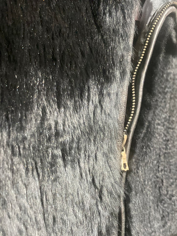 Theory Black Fur Vest with zipper