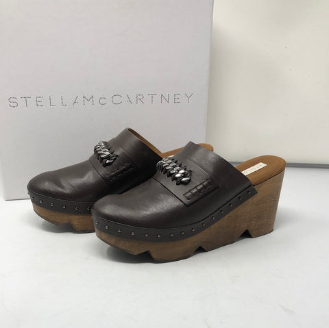Stella McCartney Brown and Wooden Clog with Silver Chain