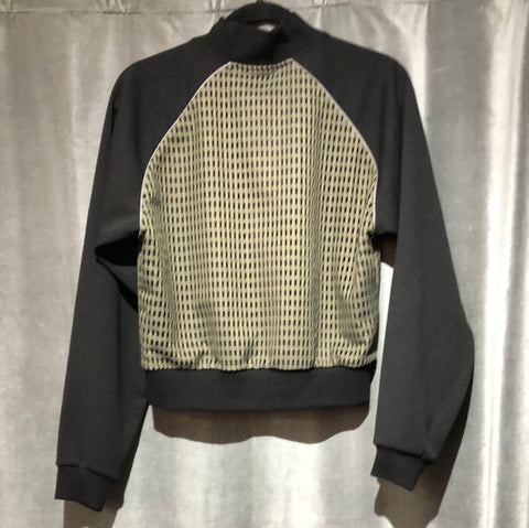 MICHI Black and Green Perforated Cropped Zip Top