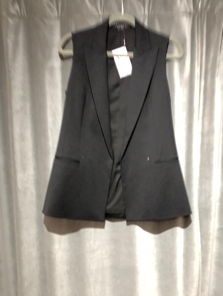 Theory Black Virgin Wool Collared Vest