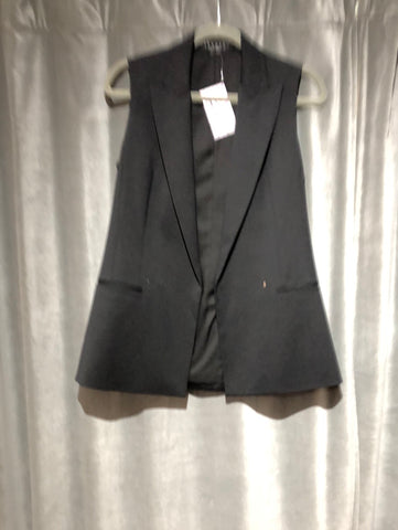 Theory Black Virgin Wool Collared Vest