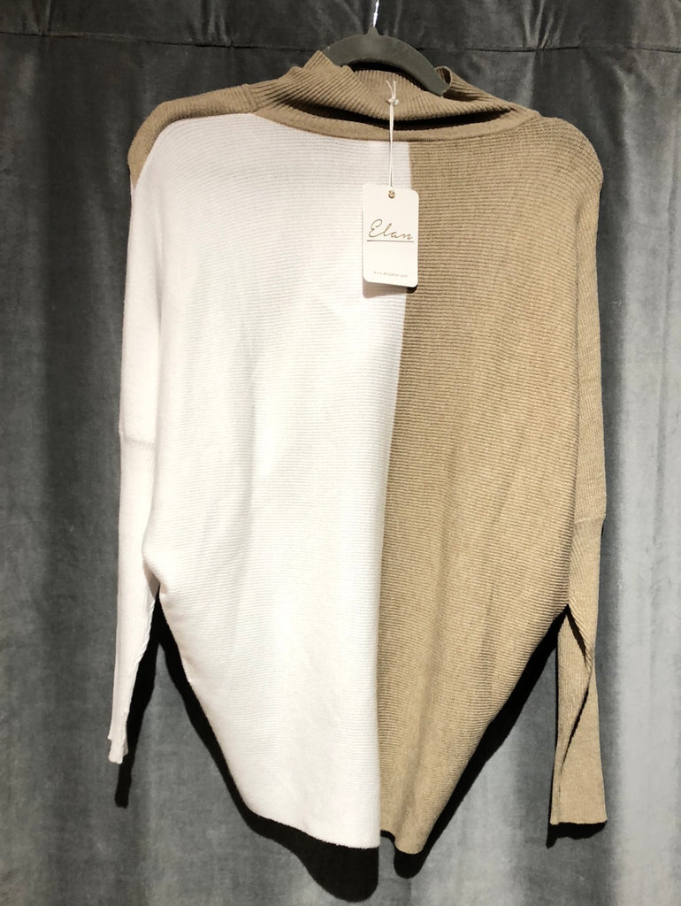 ELAN Beige and white Turtleneck sweater