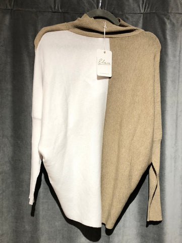 ELAN Beige and white Turtleneck sweater
