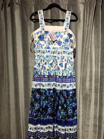 Shoshanna Floral Patterened Sleeveless Pleated Midi Dress