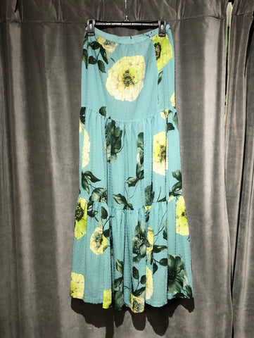 PINKO Turqoiuse Floral Layered Maxi Skirt