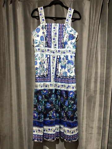Shoshanna Floral Patterened Sleeveless Pleated Midi Dress