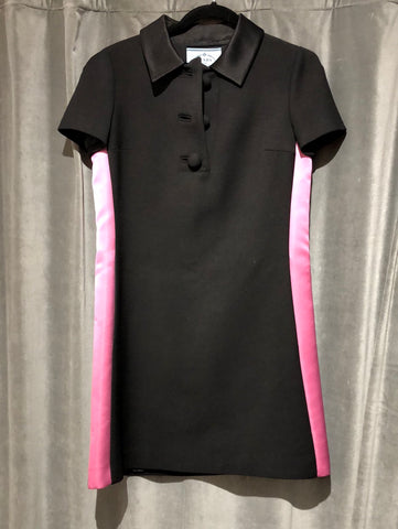 Prada Black Shift Collared Dress with Satin Collar