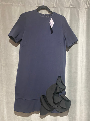 COS Navy Short Sleeve A Line Shift Dress with Black Applique