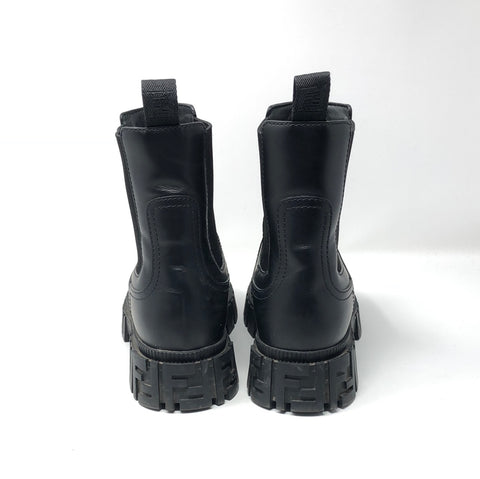 Fendi Black Slip On Lug Boot with Elastic Sides