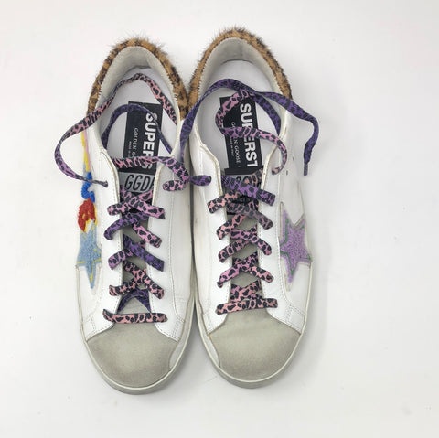 Golden Goose Super Star White leather Sneaker with Leopard Back