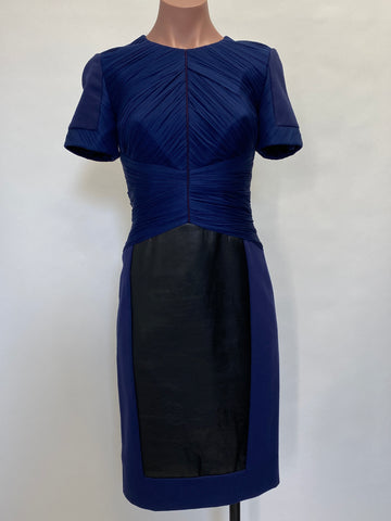 Versace Navy Dress with Black Leather