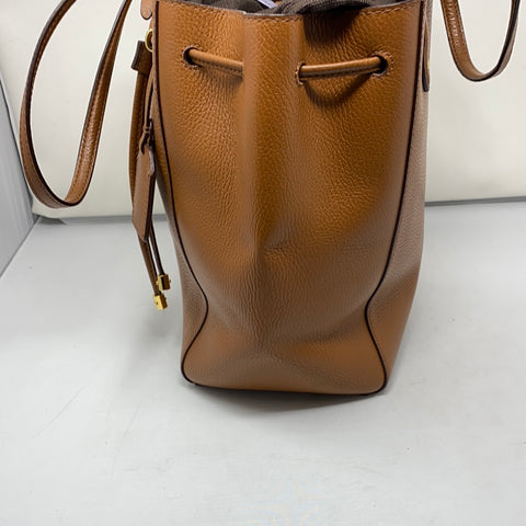 Ralph Lauren Dark Tan Leather Toggle Pull Bucket Bag