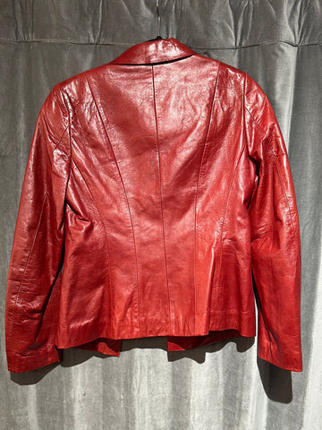 VINTAGE: GUY FULOP Red Leather Collared Blazer