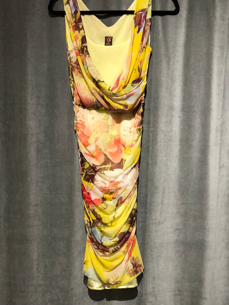 Vintage: Jean Paul Gaultier Mesh Yellow Floral Sleeveless Dress