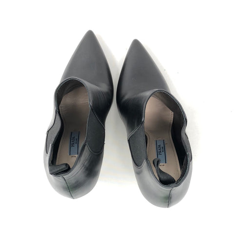 Prada Black Leather Pointed Toe Heeled Bootie