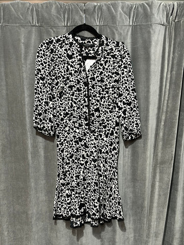 Zadig & Voltaire Black and White Heart Print Flair Bottom Dress
