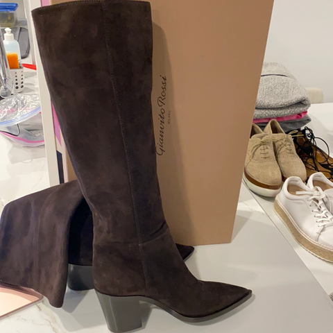 Gianvito Rossi Chocolate Brown Suede Pointed Boots