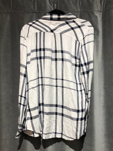 Rails White and Navy Plaid Flannel Button Down