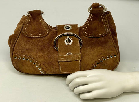 Vintage: Prada Brown Suede and Leather Top Handle Bag