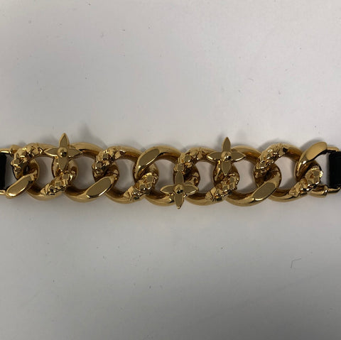 Louis Vuitton Gold and Suede Chain Bracelet