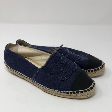 Chanel Dark Denim Espadrile with Black Toe