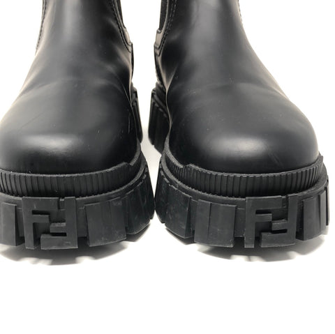 Fendi Black Slip On Lug Boot with Elastic Sides